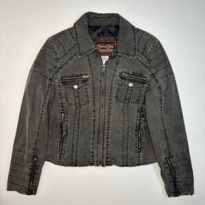 Cripple Creek Ranchwear Grey Twill Zip Front Motocycle Jacket